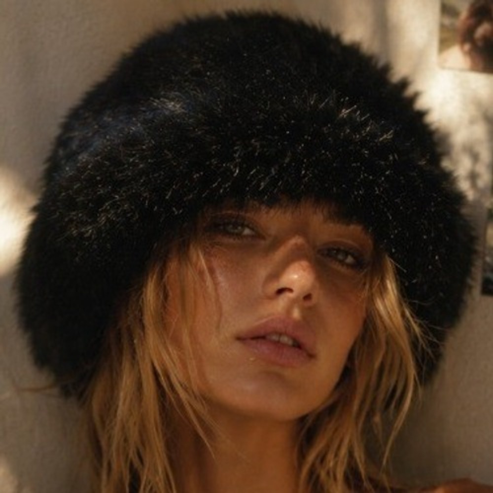 Vintage Fur Pillbox Hat Black Glam Cossack Cap Y2K Old Money‎ Mob Wife Formal
